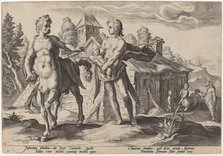 Apollo Entrusting Chiron with the Education of Asclepius, 1589. Creator: Goltzius, Workshop of Hendrick, after Hendrick Gol.