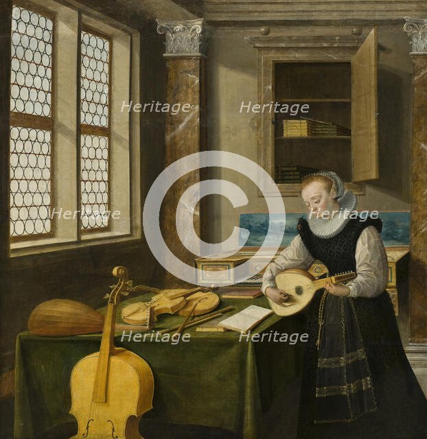 Lady Playing the Lute, c17th century. Creator: Hendrik van Steenwyck.