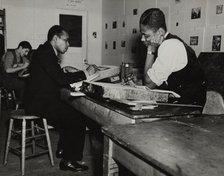 Three students in an art class, Harlem Community Art Center, 1938. Creator: Basil.