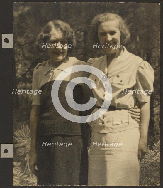 Portrait of Two Women Standing Outside, 1895-1943. Creator: Louis Fleckenstein.