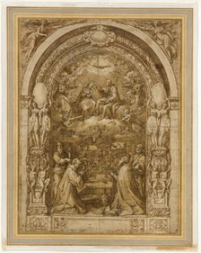 Coronation of the Virgin, with the Martyrdom of Saint Lawrence, c.1570. Creator: Federico Zuccaro.