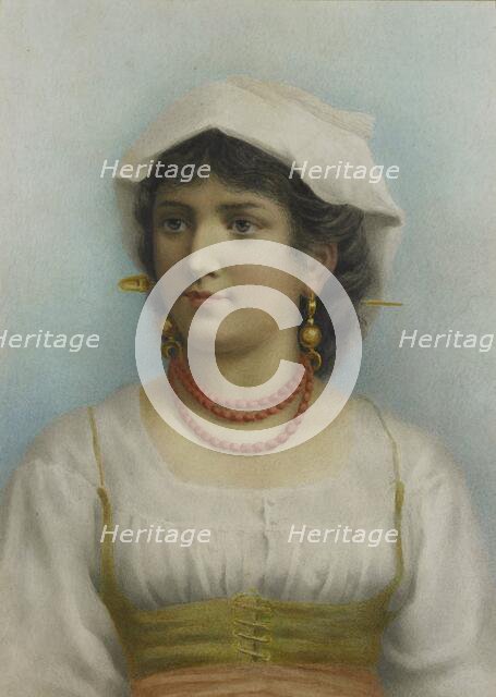 Young woman in traditional costumes, 1825-1874. Creator: Anon.