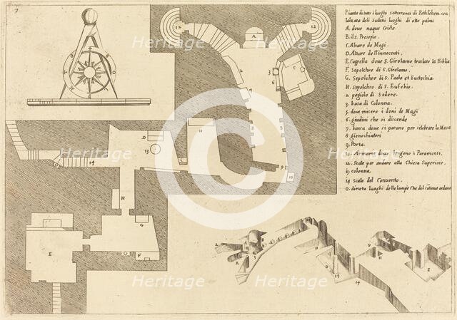 Plan of All the Important Places in Bethlehem, 1619. Creator: Jacques Callot.