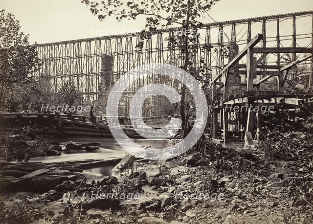 Trestle Bridge At Whiteside, Printed 1866. Creator: George N. Barnard.