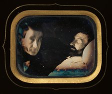 [Portrait of Living Man beside Dead Man], ca. 1850. Creator: Louis Dodero.