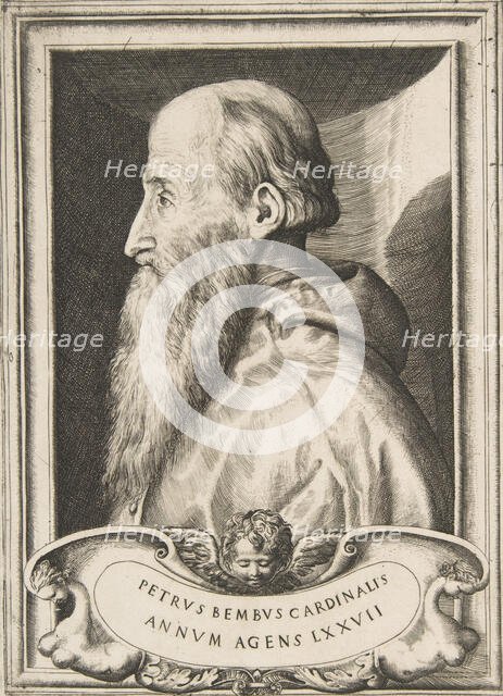 Portrait of Cardinal Pietro Bembo facing left, 1572. Creator: Giulio Bonasone.