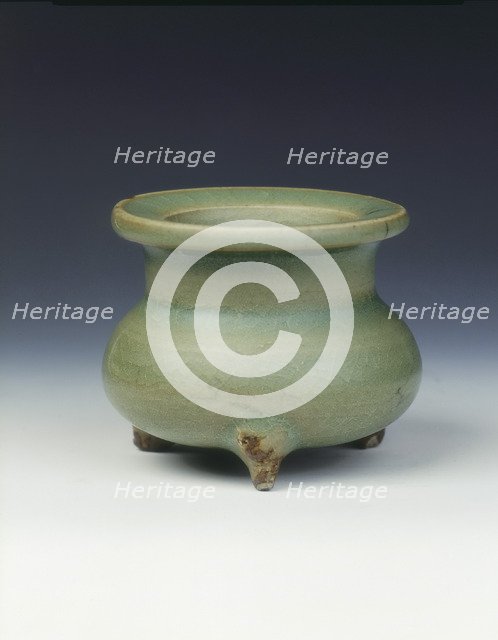 Green Jun globular tripod censer, Southern Song dynasty, China, 1127-1279. Artist: Unknown