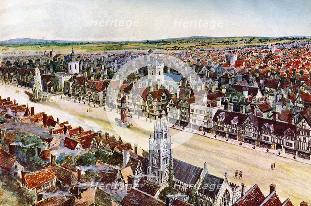 'Old Cheapside, about 1580', (c1900-1920). Artist: Unknown