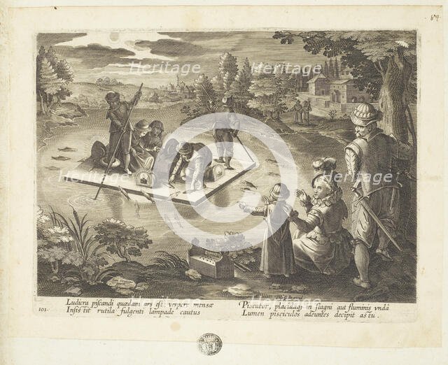 Venationes ferarum, avium, piscium (Hunts of wild animals, birds and fish). Plate 101, 1596. Creator: Hans Collaert the Younger.