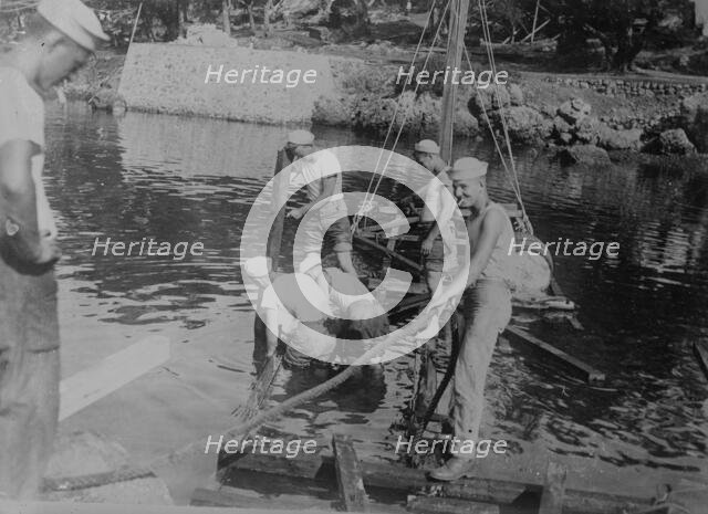 U.S. sailors build targets, between c1915 and c1920. Creator: Bain News Service.