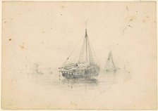 Boats at Anchor, 1838. Creator: James Goodwyn Clonney.