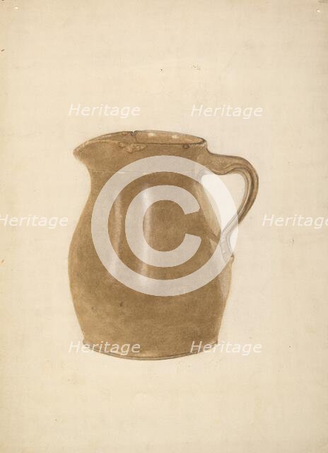 Stoneware Pitcher, 1935/1942. Creator: Lucille Pettijohn.
