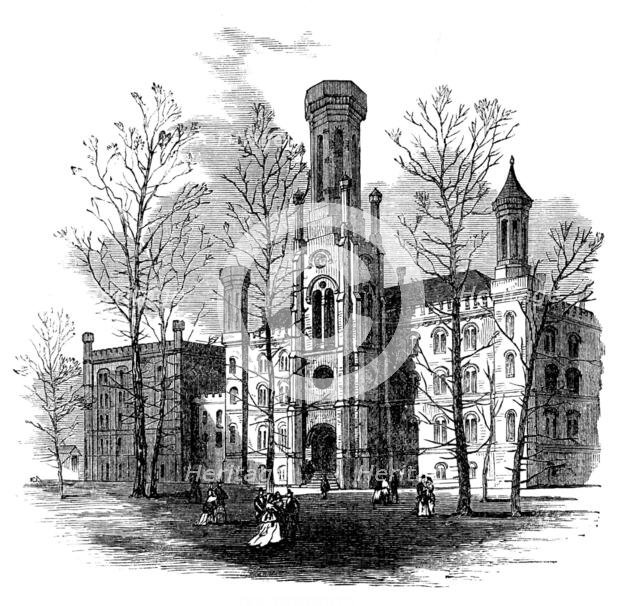 The Great Fire at Chicago: the University, 1871. Creator: Unknown.