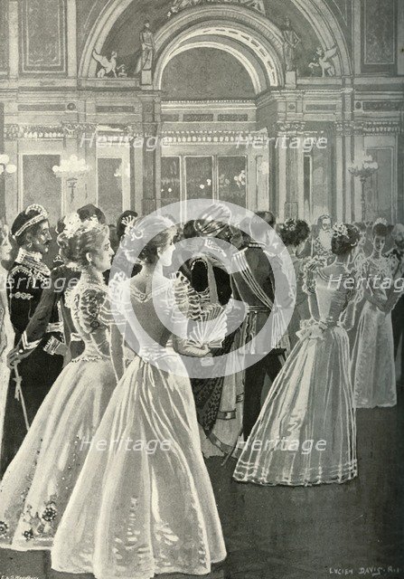 'The State Reception at Buckingham Palace: Entrance of the Prince and Princess of Wales', (c1897). Artist: E&S Woodbury.
