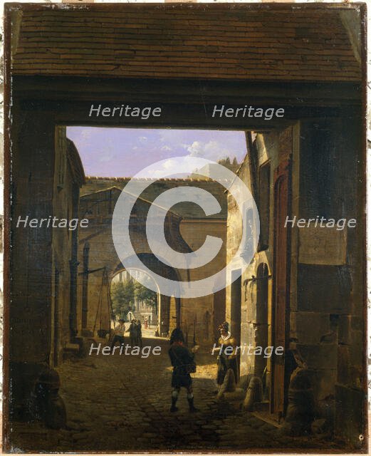 Courtyard of a coaching house, rue Saint-Denis, known as court Sainte-Catherine, 1815. Creator: Etienne Bouhot.
