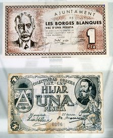 Spanish Civil War (1936-1939), legal tender notes issued by the City council of Borges Blanques (…