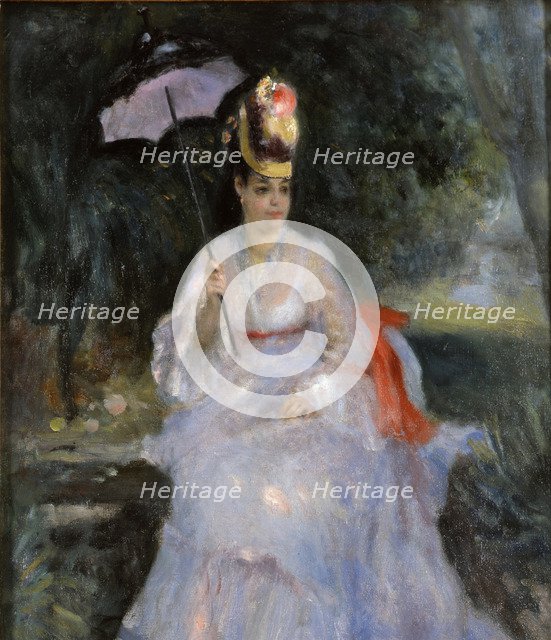 Woman with a parasol sitting in a garden, 1872. Artist: Renoir, Pierre Auguste (1841-1919)