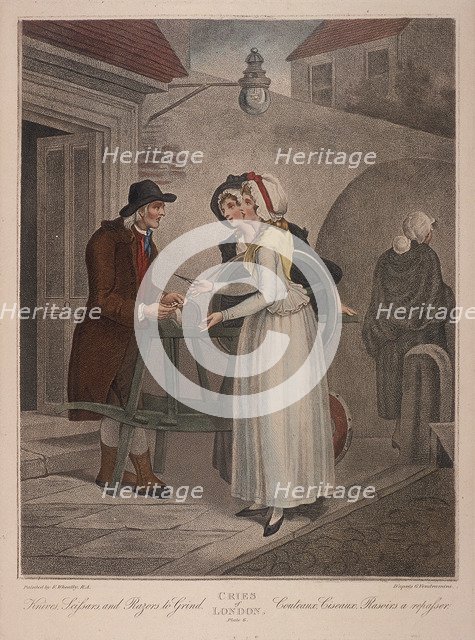 'Knives Scissars and Razors to Grind', Cries of London, c1870. Artist: Anon