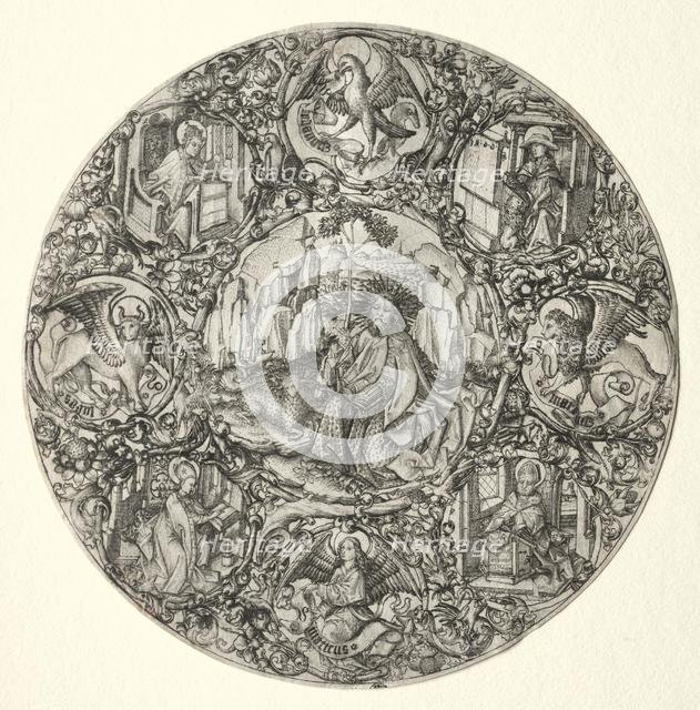 St. John the Baptist Surrounded by the Evangelists and Four Fathers of the Latin Church, 1466. Creator: Master E. S. (German).