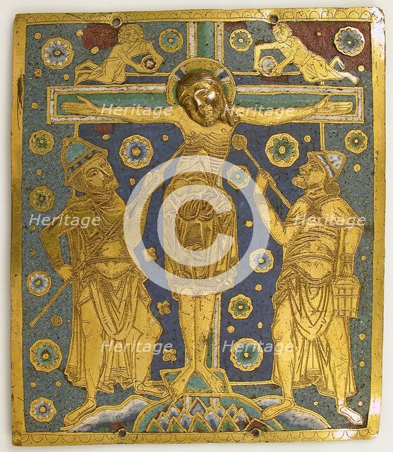 Plaque with the Crucifixion between Longinus and Stephaton and Personifications..., German, c1200. Creator: Unknown.
