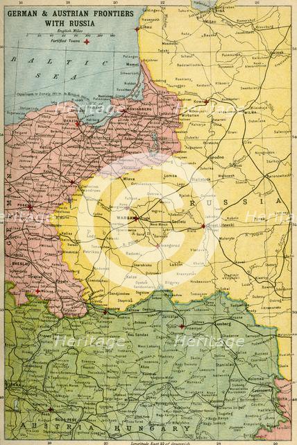 'German & Austrian Frontiers with Russia', First World War, (c1920). Creator: Unknown.