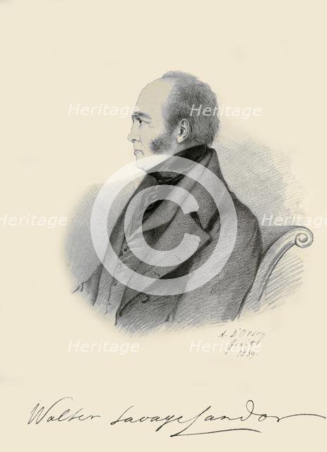 'Walter Savage Landor', 1839. Creators: Alfred d'Orsay, Richard James Lane.