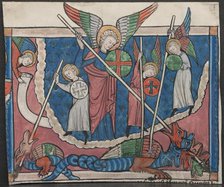 Miniature from a Manuscript of the Apocalypse: The War in Heaven, c. 1295. Creator: Unknown.