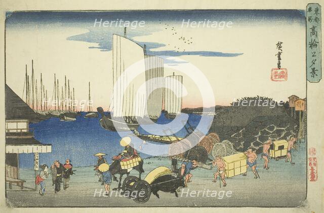 Evening View of Takanawa (Takanawa no yukei), from the series "Famous Places...)", c. 1832/38. Creator: Ando Hiroshige.