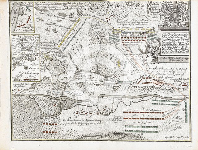 Map of the Battle of Poltava on 27 June 1709. Artist: Leopold, Joseph Friedrich (1668-1727)