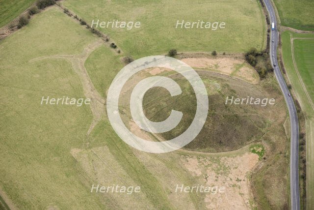 Silbury Hill, a large late Neolithic monumental mound, near Avebury, Wiltshire, 2019 Creator: Damian Grady.