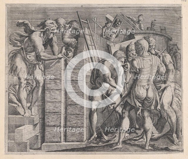 Speculum Romanae Magnificentiae: Romulus and Remus Building the Walls of Rome, 16t..., 16th century. Creator: Anon.