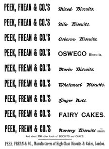 Advertisement for Peek, Frean & Co.'s Biscuits, 1895. Creator: Unknown.