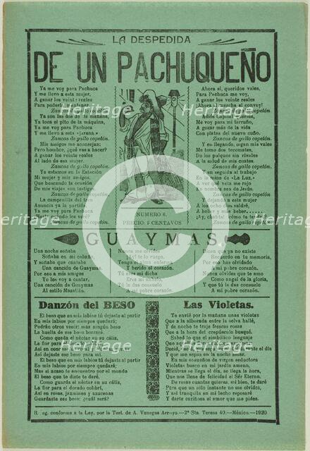 The Farewell of a Man From Pachuca, 1920. Creator: José Guadalupe Posada.