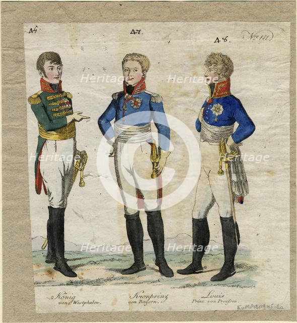 Jérôme Bonaparte, King of Westphalia, Prince Louis Ferdinand of Prussia and Ludwig I of Bavaria, ca  Artist: Anonymous  