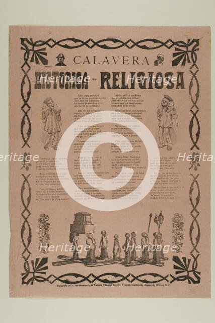 Calavera: Historica-Religiosa (Calavera: Historic-Religious), n.d. Creator: José Guadalupe Posada.