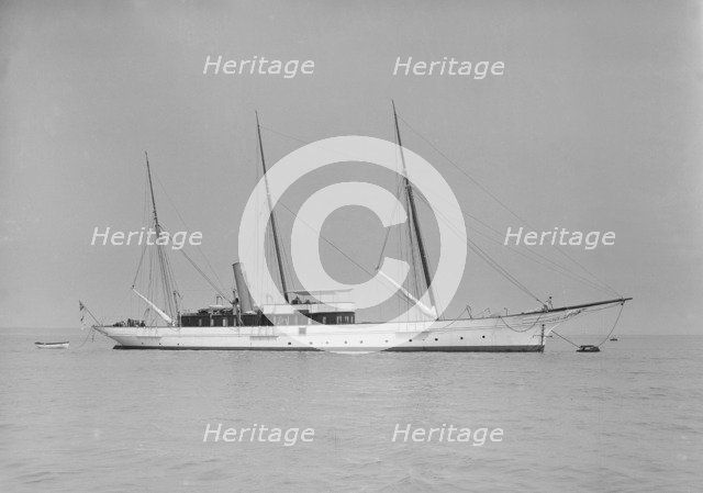 The three mast steam yacht 'Aries', 1911. Creator: Kirk & Sons of Cowes.