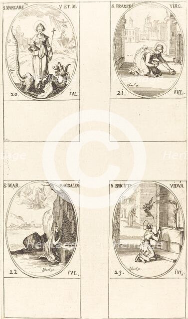 St. Margaret of Antioch; St. Praxedes; St. Mary Magdalene; St. Bridget of Sweden. Creator: Jacques Callot.