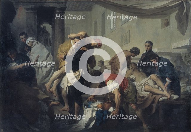 Saint Camillus de Lellis saves the sick of the Ospedale di Santo Spirito in Sassia during the floodi