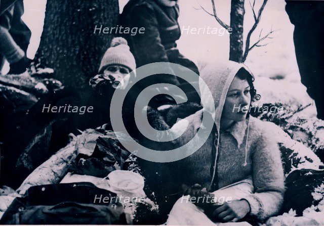 Namsos refugees from German aerial bombing, Norway, 1940. Artist: Unknown