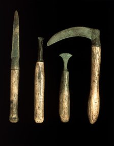 Bronze Age tools, with modern handles. Artist: Unknown