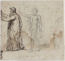 Three Figures [verso], 1780/1790. Creator: Mather Brown.