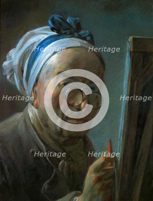 Self-Portrait at the Easel, 1779. Creator: Chardin, Jean-Baptiste Siméon (1699-1779).