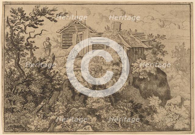 Three Cottages on a Rock, probably c. 1645/1656. Creator: Allart van Everdingen.