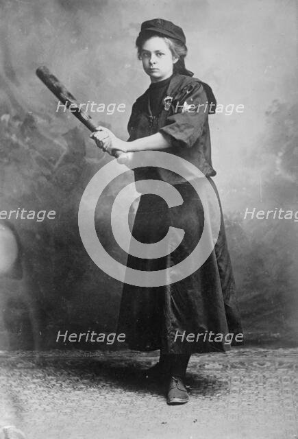 Miss Myrtle Rowe holding a baseball bat, 1910. Creator: Bain News Service.