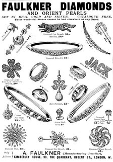 Advertisement for Faulkner Diamonds and Orient Pearls, 1898. Creator: Unknown.