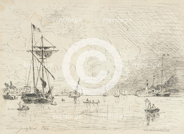 Departure from the Port of Honfleur, 1864. Creator: Johan Barthold Jongkind.