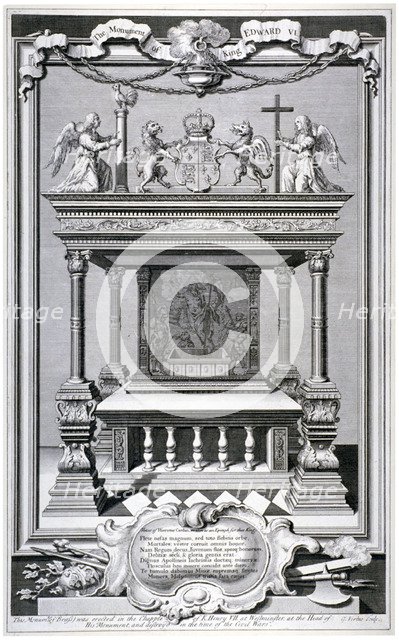 Monument to King Edward VI, Chapel of Henry VII, Westminster Abbey, London, c1740. Artist: George Vertue