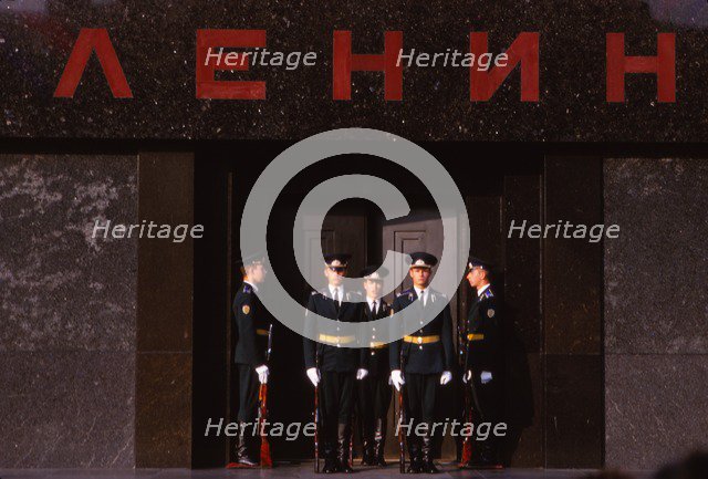 Changing Guard at Lenins Tomb, Red Square, Moscow, 20th century. Artist: CM Dixon.
