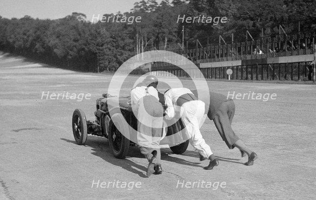 MG C type receiving a push at Brooklands, 1931 Artist: Bill Brunell.