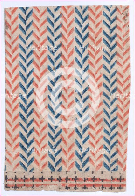 Sheet with overall orange and blue geometric pattern, 19th century., Creators: Anon, Remondini.